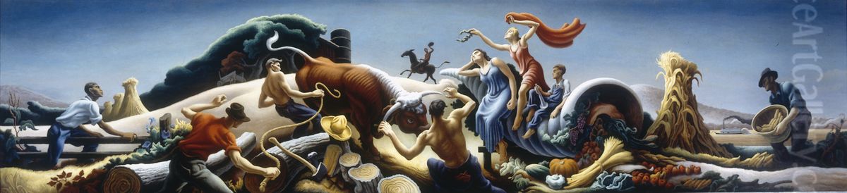 Achelous and Hercules Oil Painting by Thomas Hart Benton