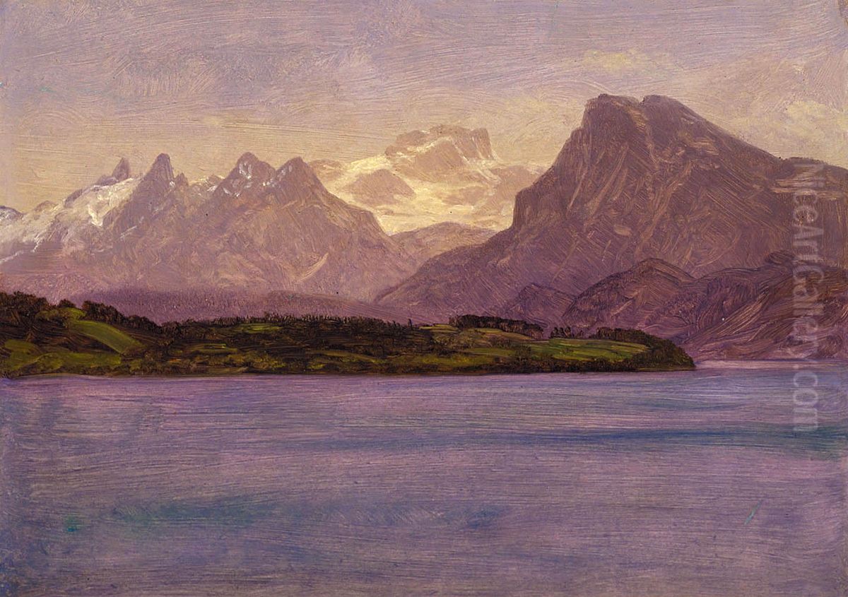 Alaskan Coastal Range Oil Painting by Albert Bierstadt