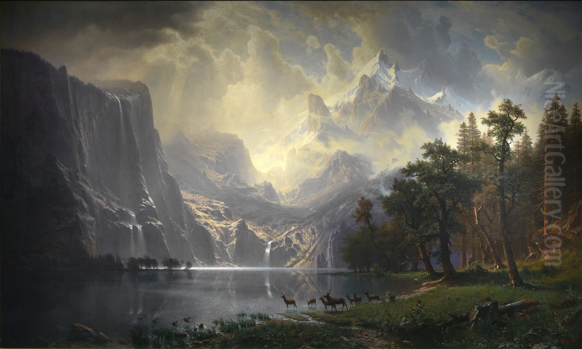 Among the Sierra Nevada, California Oil Painting by Albert Bierstadt