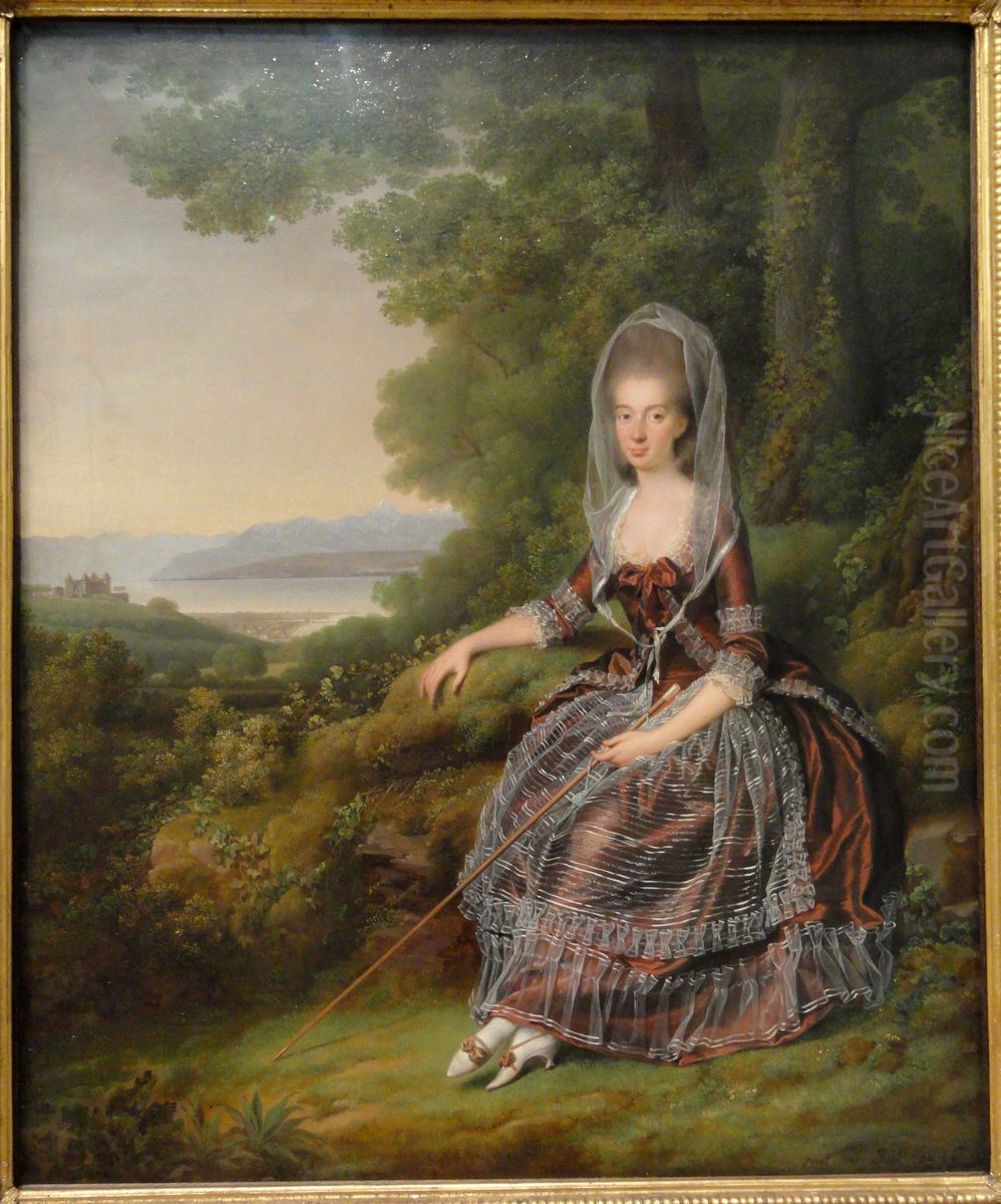 Baroness Matilde Guiguer de Prangins in Her Park at Lake Leman Oil Painting by Jens Juel