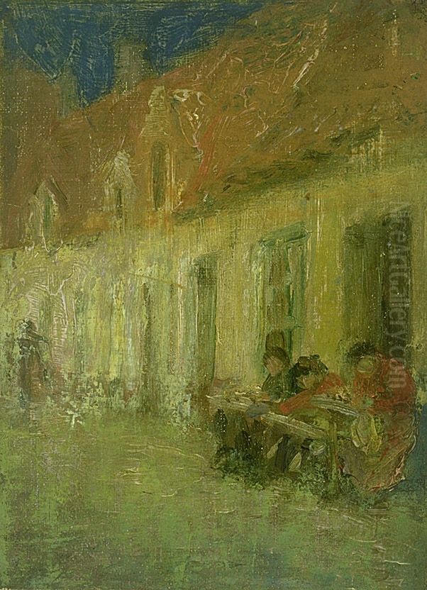 Lace Makers, Bruges Oil Painting by Harriet Blackstone