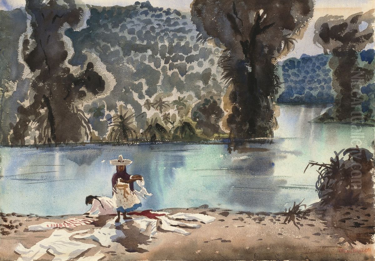 Green River Oil Painting by Mary Blair