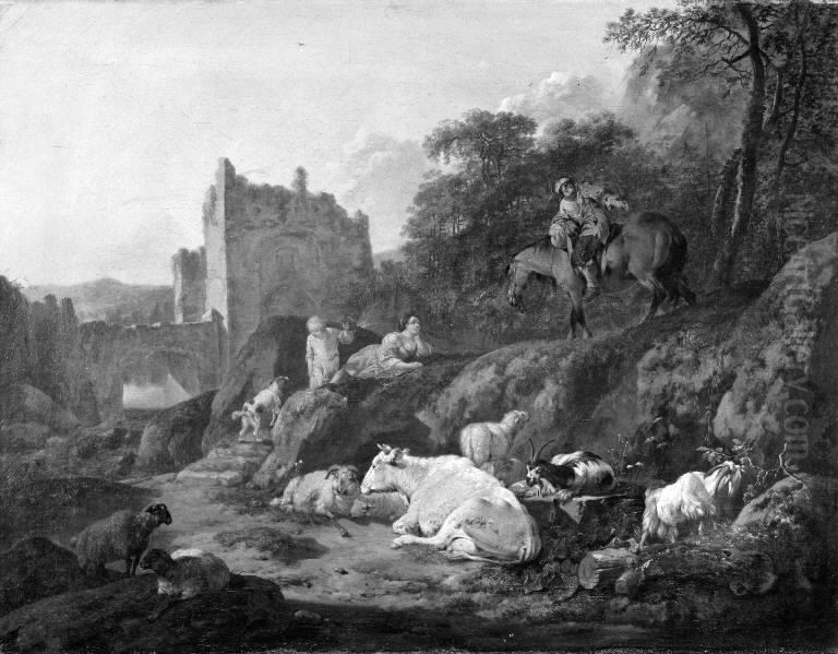 Landscape with Cattle Oil Painting by Johann Heinrich Roos