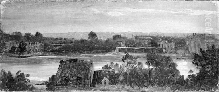 Udsigt over Elben fra Stadt London i Dresden Oil Painting by August Jerndorff