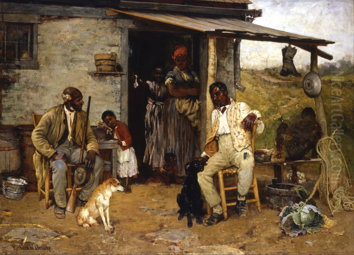 A Dog Swap Oil Painting by Richard Norris Brooke