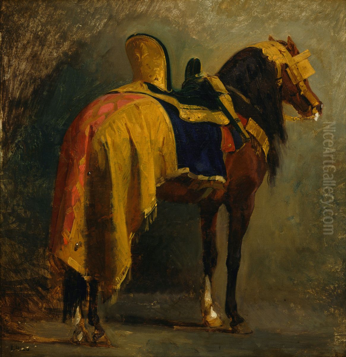 Horse caparisoned Oil Painting by Isidore Pils