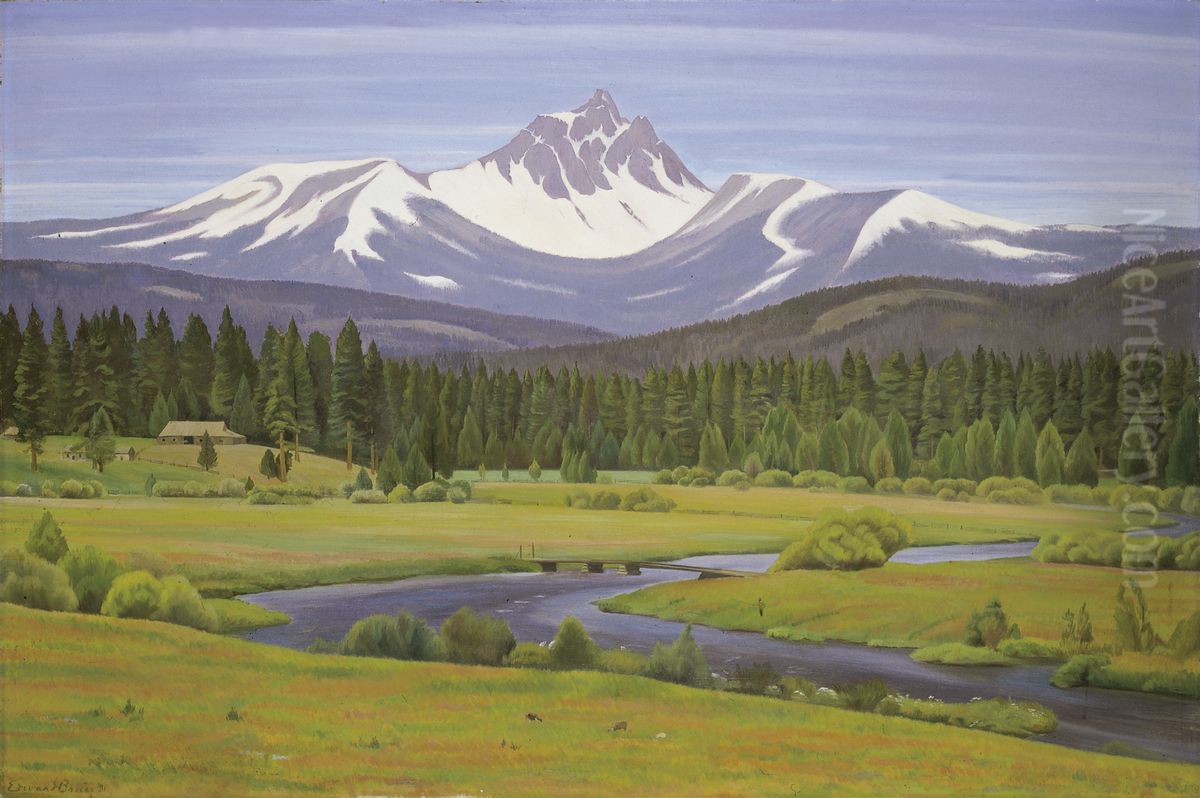 In the Cascade Mountains Oil Painting by Edward Bruce