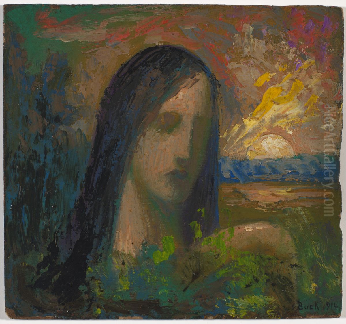 Imaginative Head of a Woman Oil Painting by Claude Buck