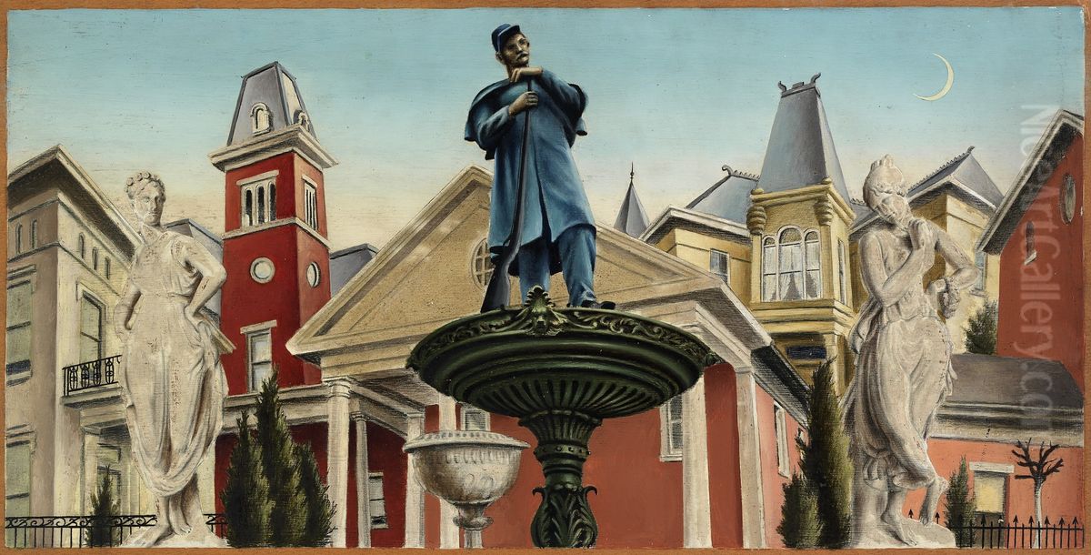 Homes, Past and Present (mural study, Portsmouth, Ohio Post Office) Oil Painting by Clarence Carter