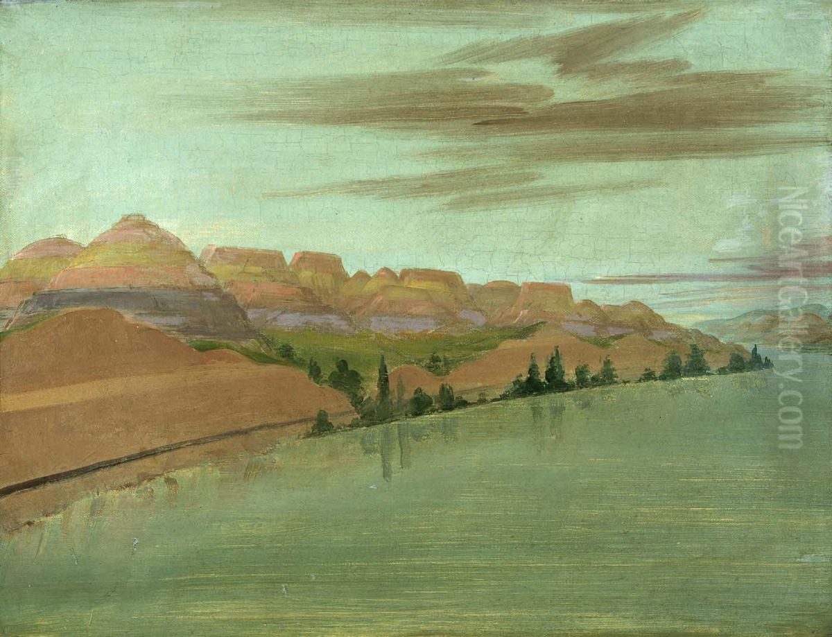 Beautiful Clay Bluffs, 1900 Miles above St. Louis Oil Painting by George Catlin