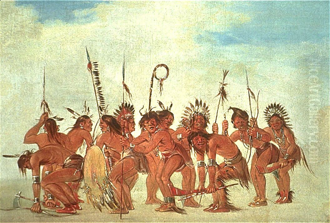 Braves' Dance at Fort Snelling Oil Painting by George Catlin