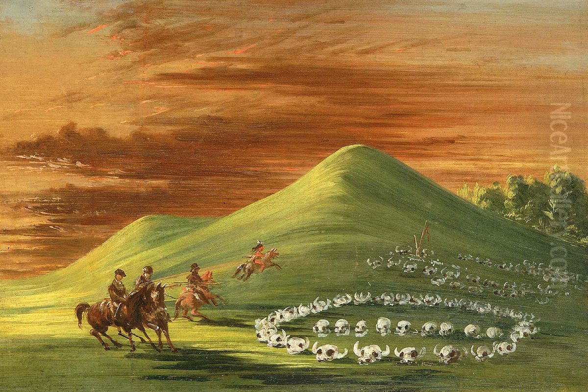Butte de Mort, Sioux Burial Ground, Upper Missouri Oil Painting by George Catlin