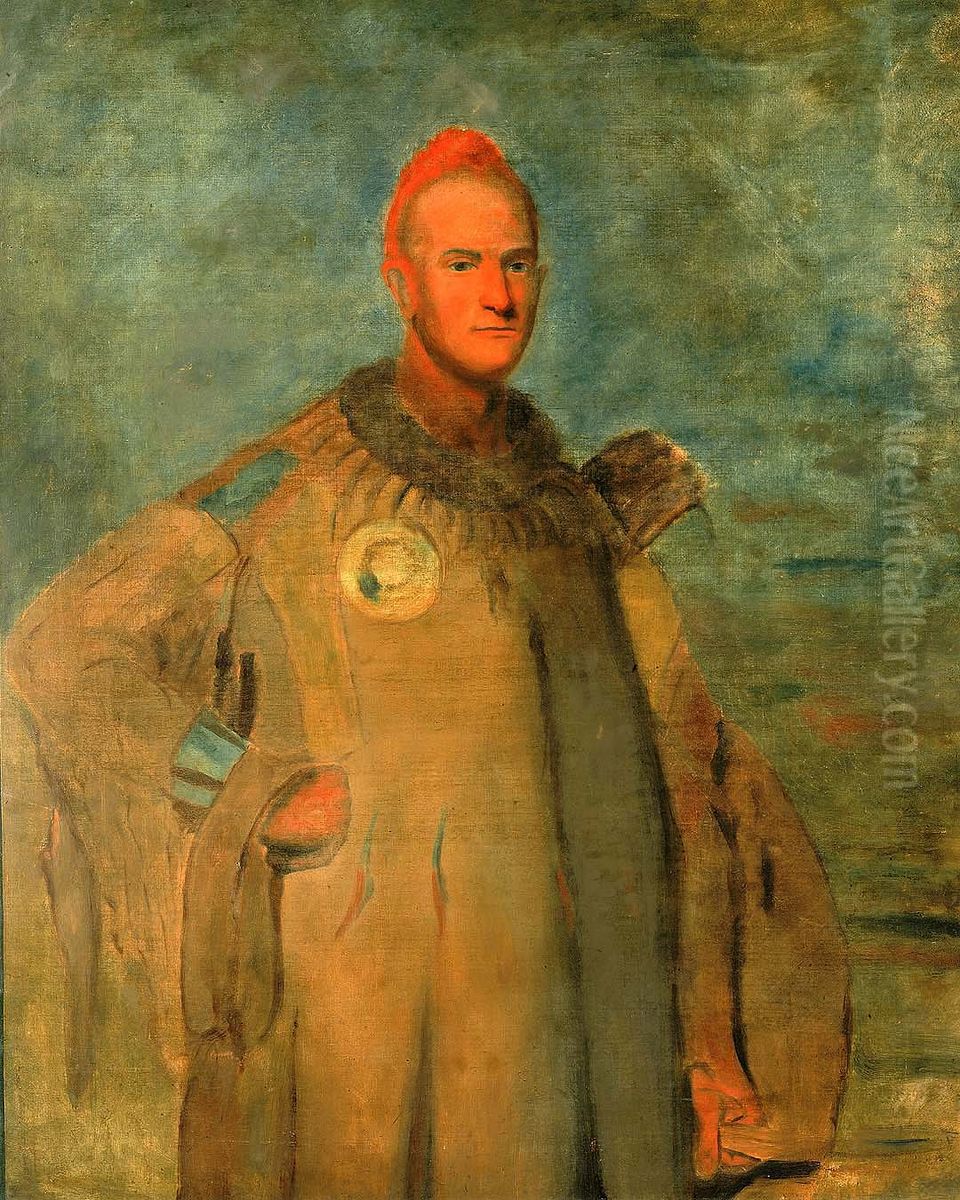 Theodore Burr Catlin, in Indian Costume Oil Painting by George Catlin