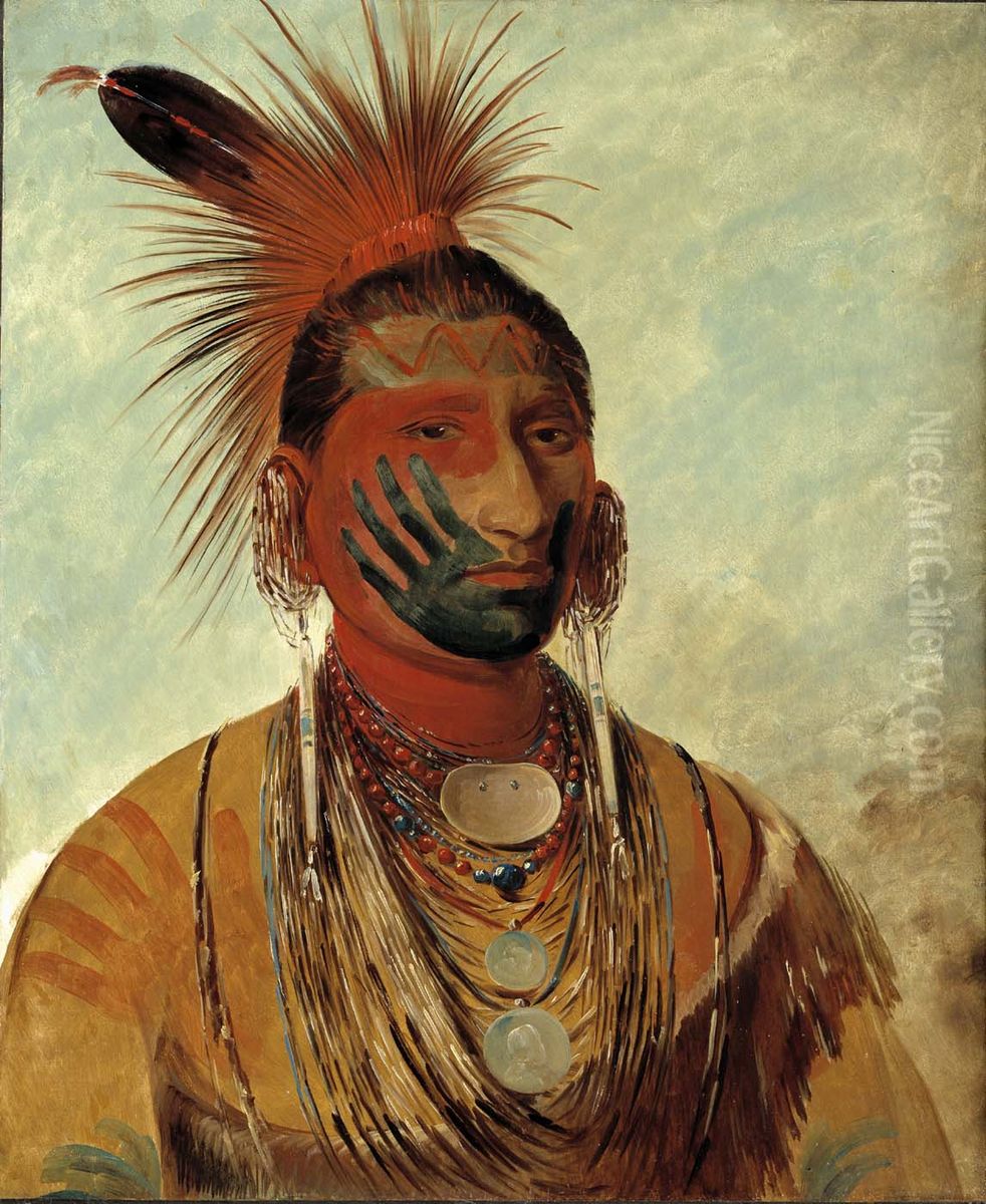 Wash-ka-mon-ya,  Fast Dancer, a Warrior Oil Painting by George Catlin
