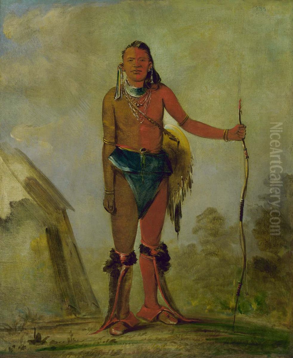 Aih-no-wa, The Fire, a Fox Medicine Man Oil Painting by George Catlin