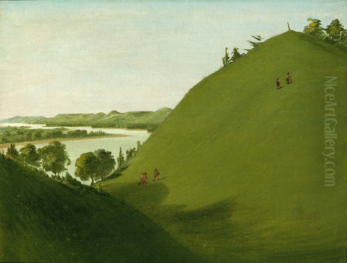 Floyd's Grave, Where Lewis and Clark Buried Sergeant Floyd in 1804 Oil Painting by George Catlin