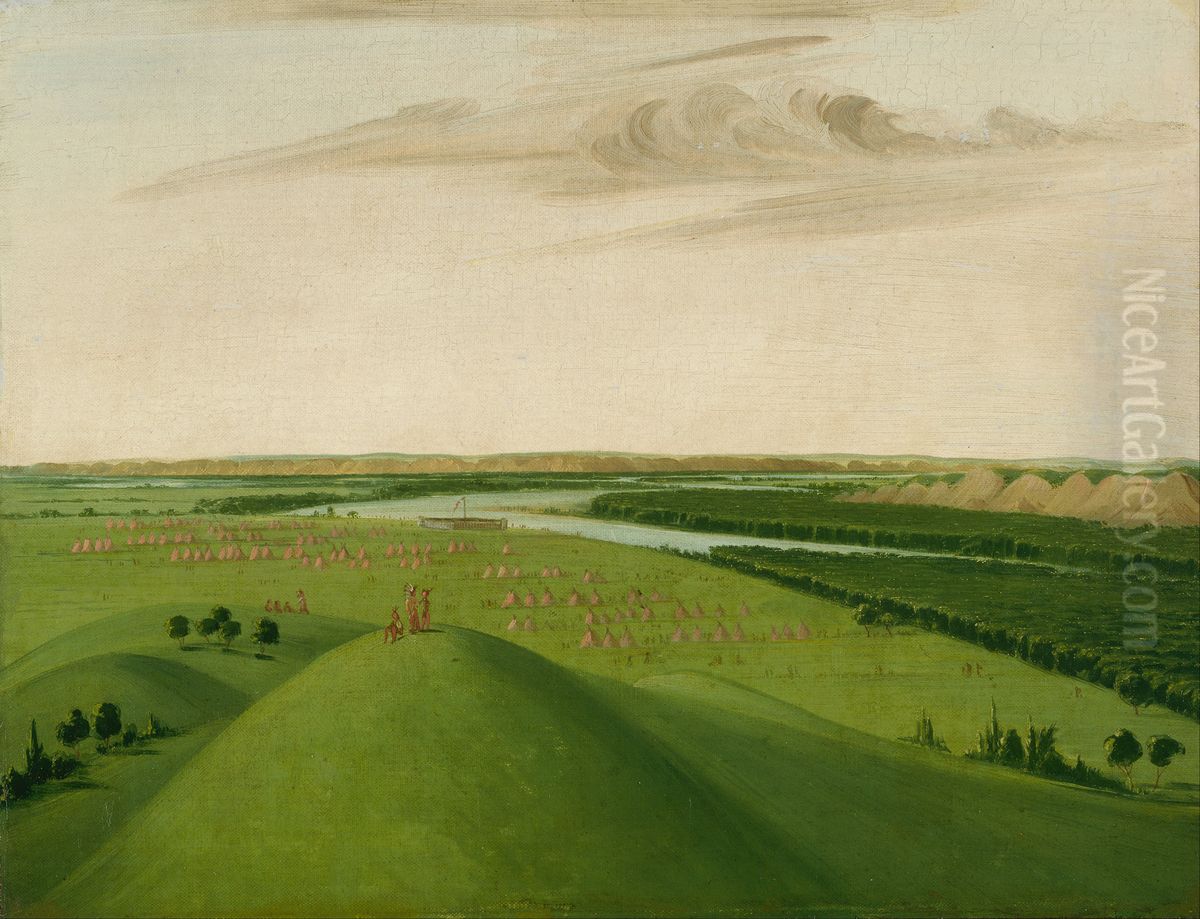 Fort Union, Mouth of the Yellowstone River, 2000 Miles above St. Louis Oil Painting by George Catlin