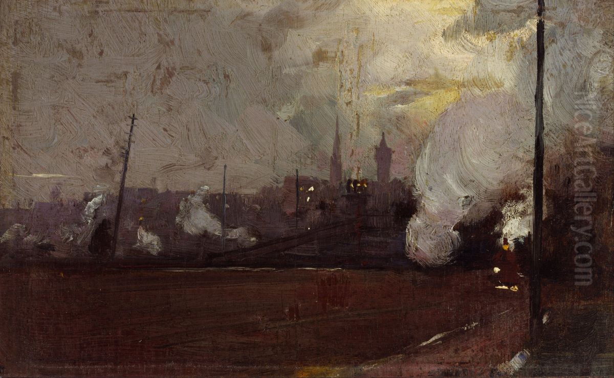 Evening train to Hawthorn Oil Painting by Tom Roberts