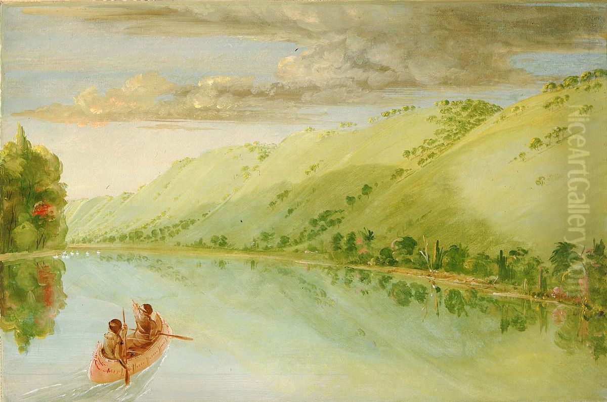 Madame Ferrebault's Prairie, above Prairie du Chien Oil Painting by George Catlin