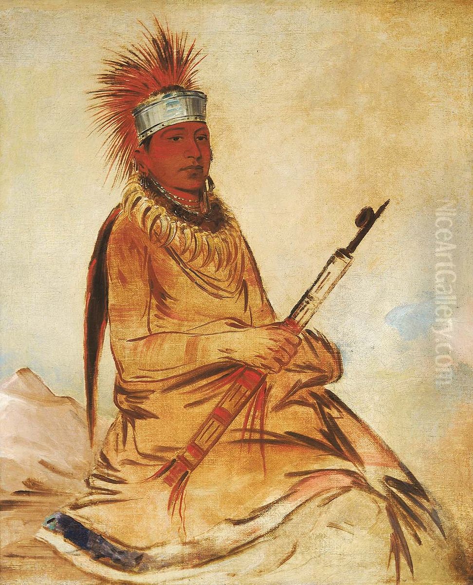 W'y-ee-yogh, Man of Sense, a Brave Oil Painting by George Catlin