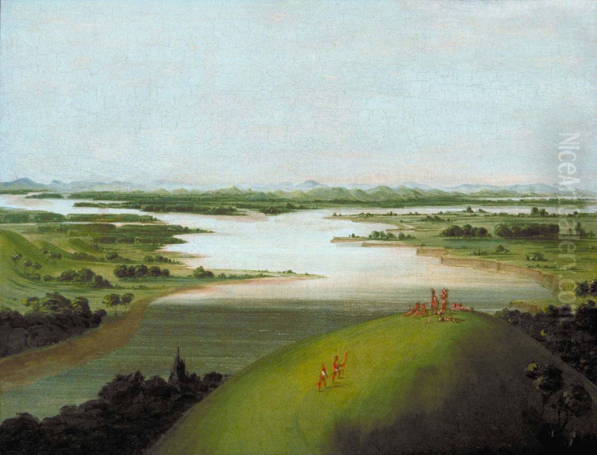 Mouth of the Platte River, 900 Miles above St. Louis Oil Painting by George Catlin