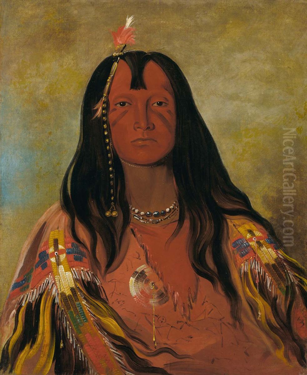 H'co-a-h'co-a-h'cotes-min, No Horns on His Head, a Brave Oil Painting by George Catlin