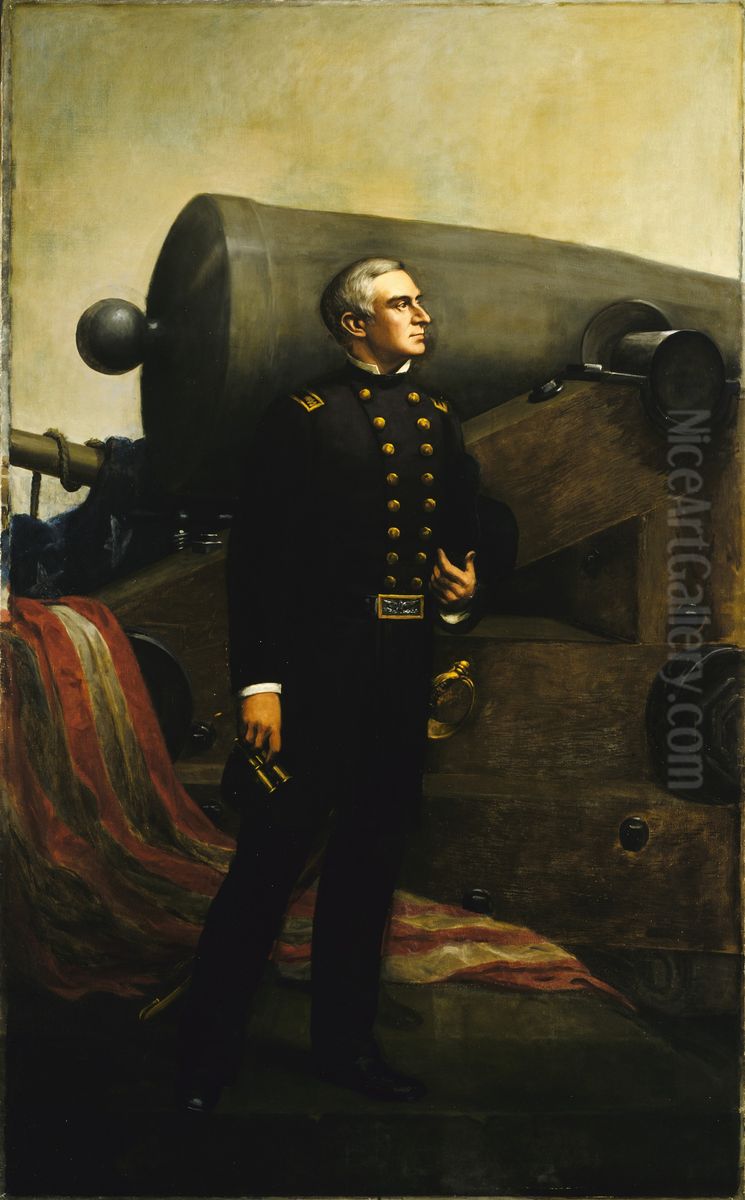 The First Gun at Fort Sumter (Major Robert Anderson) Oil Painting by Alban Jasper Conant