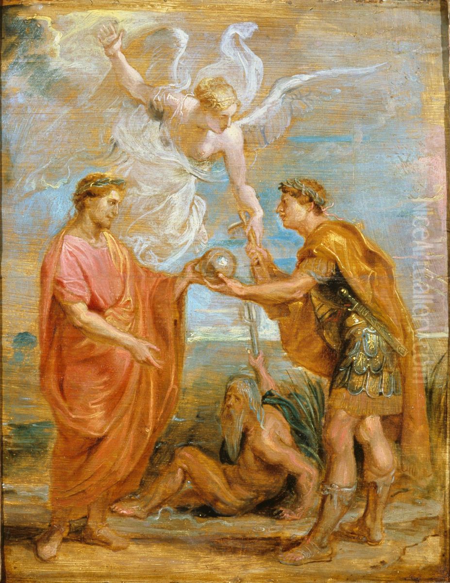 Constantius appoints Constantine as his successor Oil Painting by (studio of) Rubens, Peter Paul