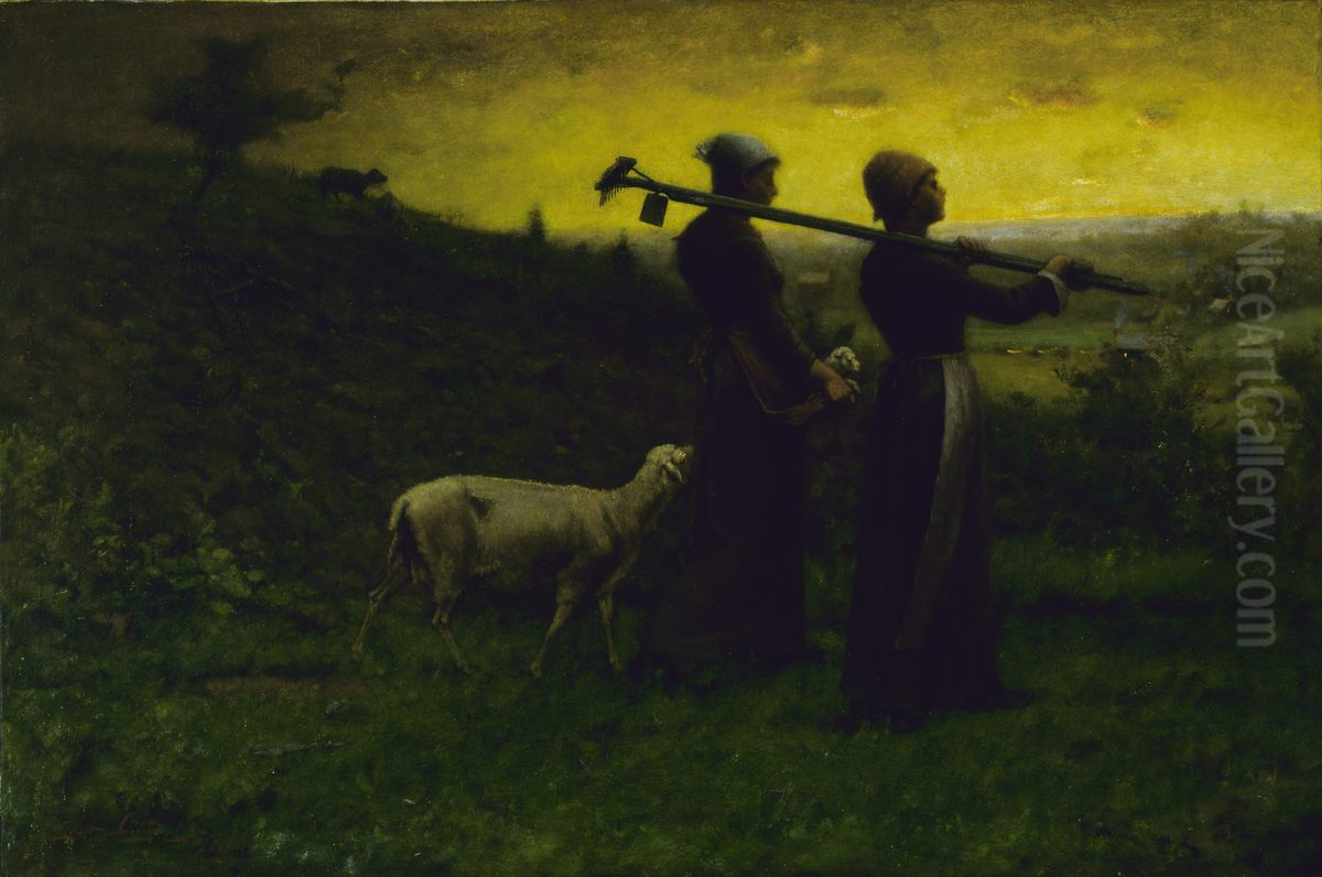 Bringing home the new born lamb Oil Painting by Elliott Daingerfield