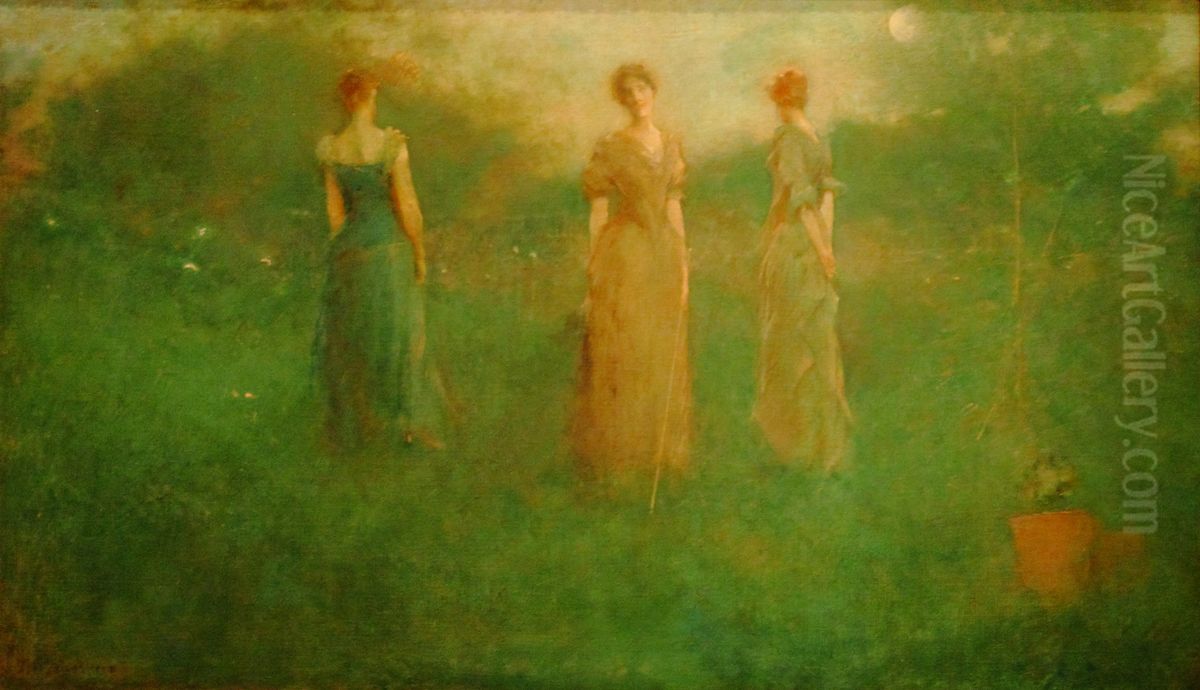 In the Garden Oil Painting by Thomas Dewing