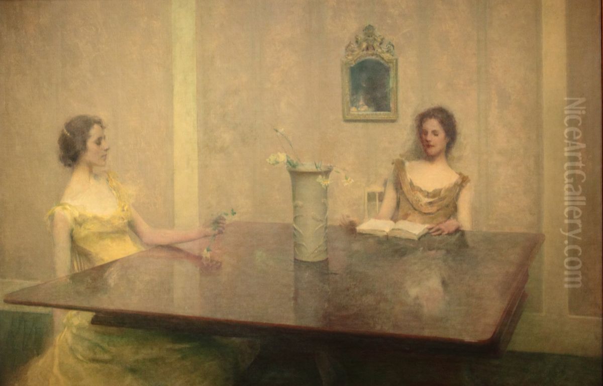 A Reading Oil Painting by Thomas Dewing