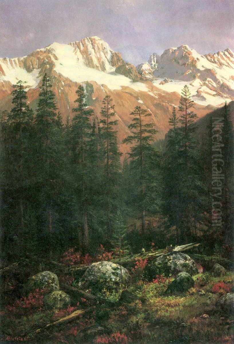 Canadian Rockies Oil Painting by Albert Bierstadt