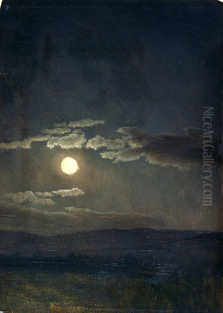 Cloud Study, Moonlight Oil Painting by Albert Bierstadt