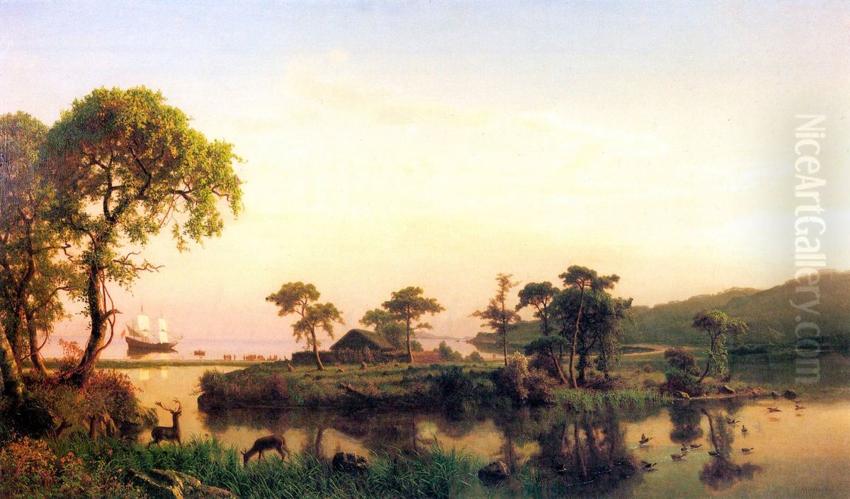 'Gosnold at Cuttyhunk' Oil Painting by Albert Bierstadt