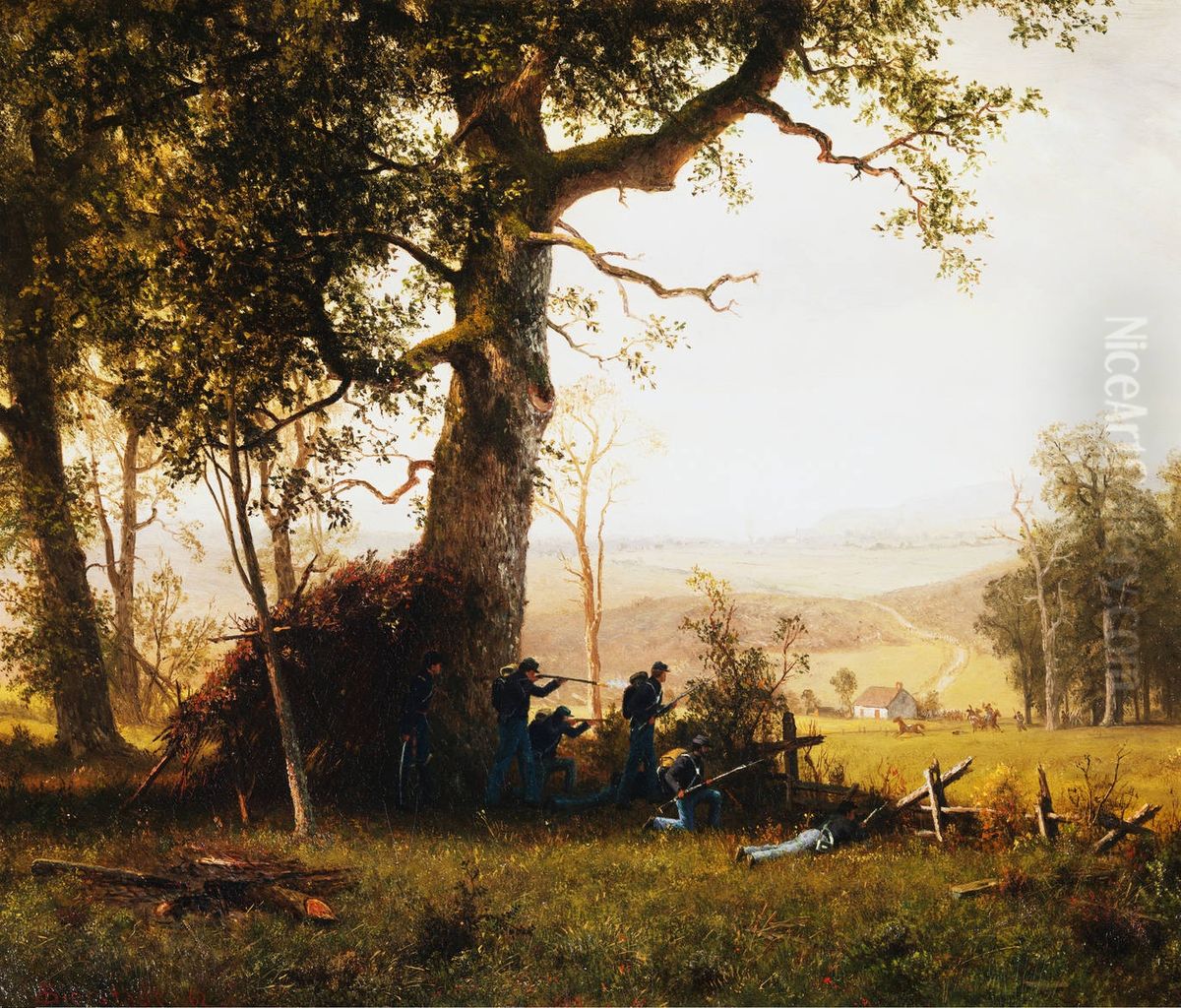 Guerrilla Warfare (Picket Duty in Virginia) Oil Painting by Albert Bierstadt