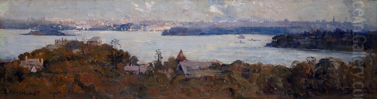 Sydney Harbour from Penshurst (Cremorne) Oil Painting by Arthur Streeton