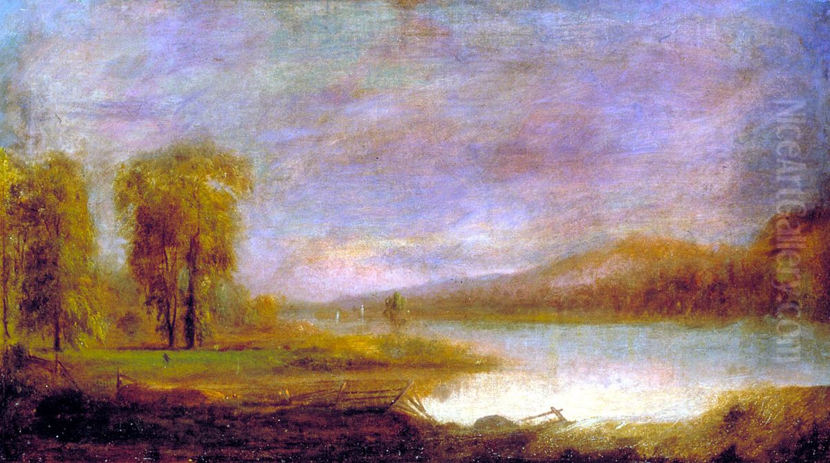 Landscape with Lake Oil Painting by Robert Seldon Duncanson