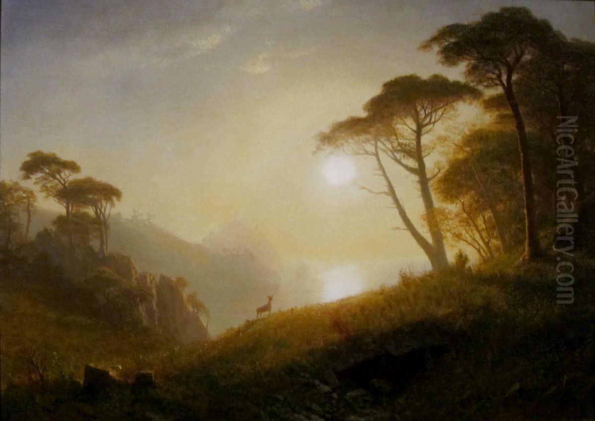 Scene in Yosemite Valley Oil Painting by Albert Bierstadt
