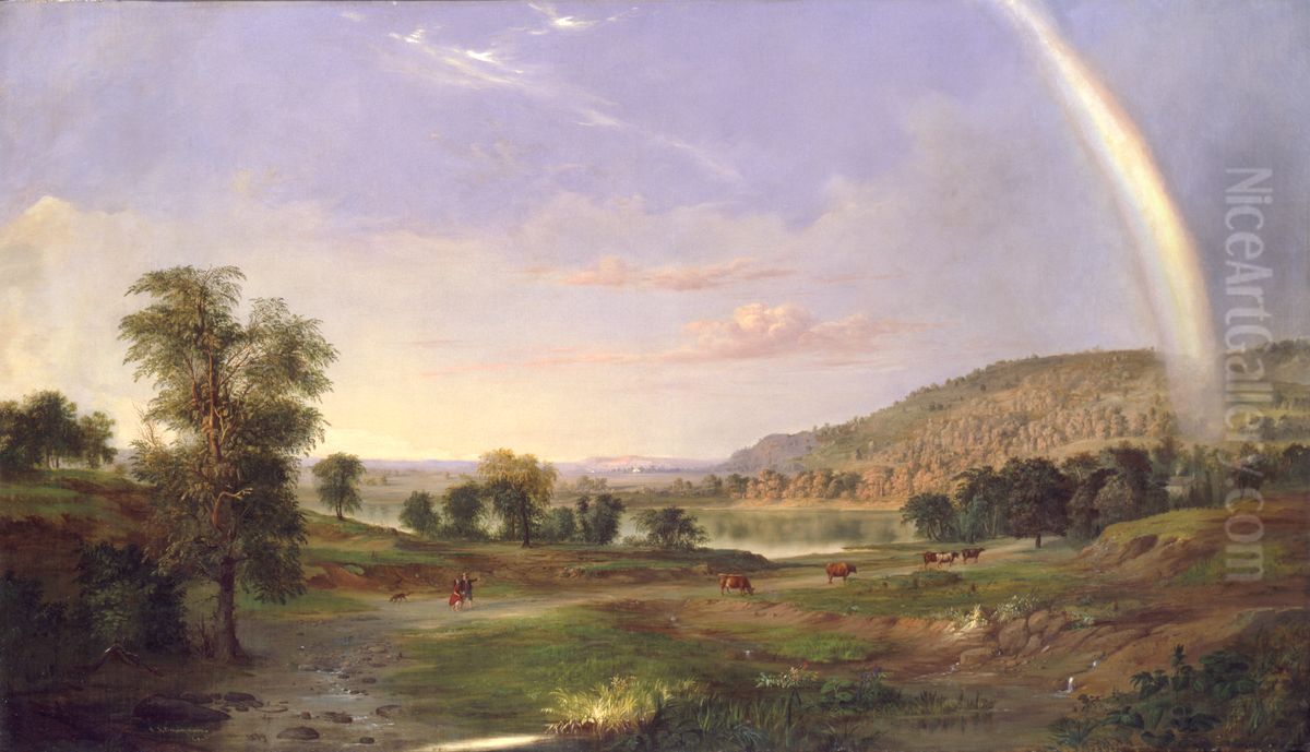 Landscape with Rainbow Oil Painting by Robert Seldon Duncanson