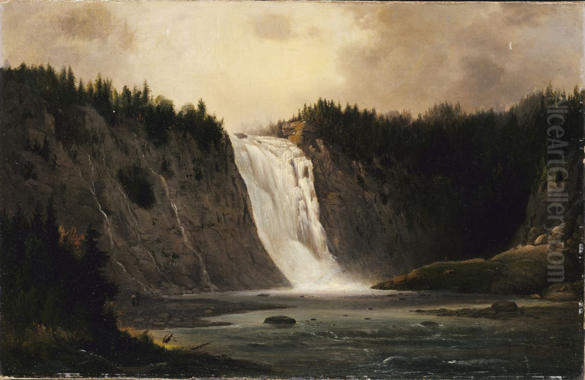 Waterfall on Mont-Morency Oil Painting by Robert Seldon Duncanson