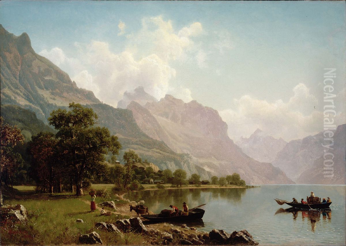 Swiss Mountain Scene Oil Painting by Albert Bierstadt