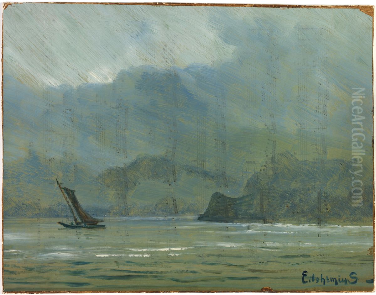 Pale Blue Landscape Oil Painting by Louis Eilshemius