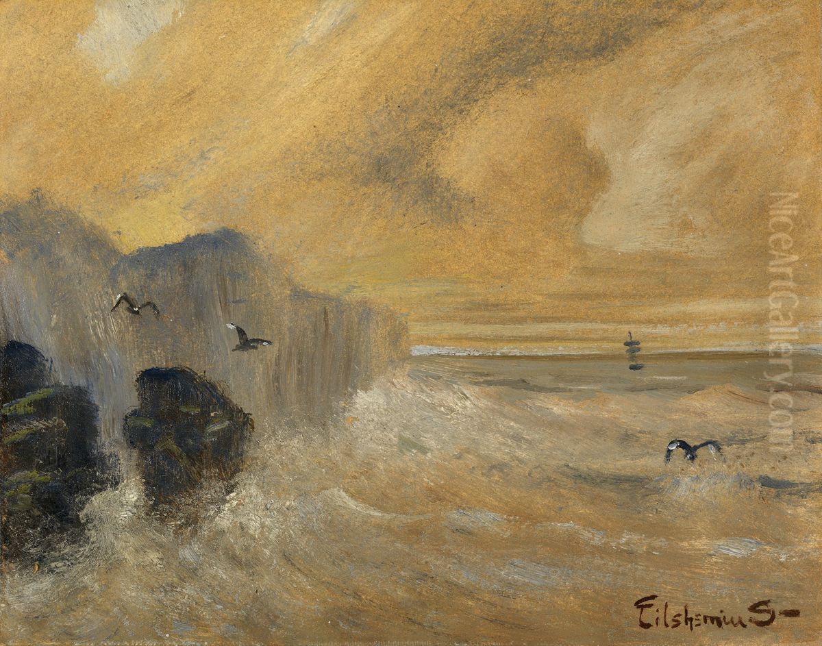 Rocky Seashore Oil Painting by Louis Eilshemius