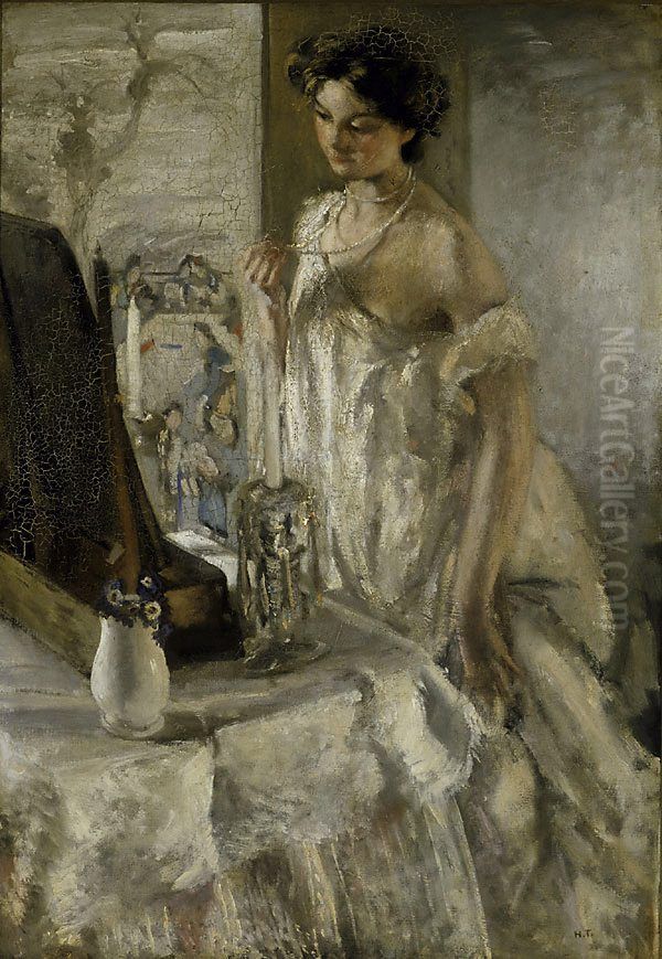 The pearl necklace Oil Painting by Henry Tonks