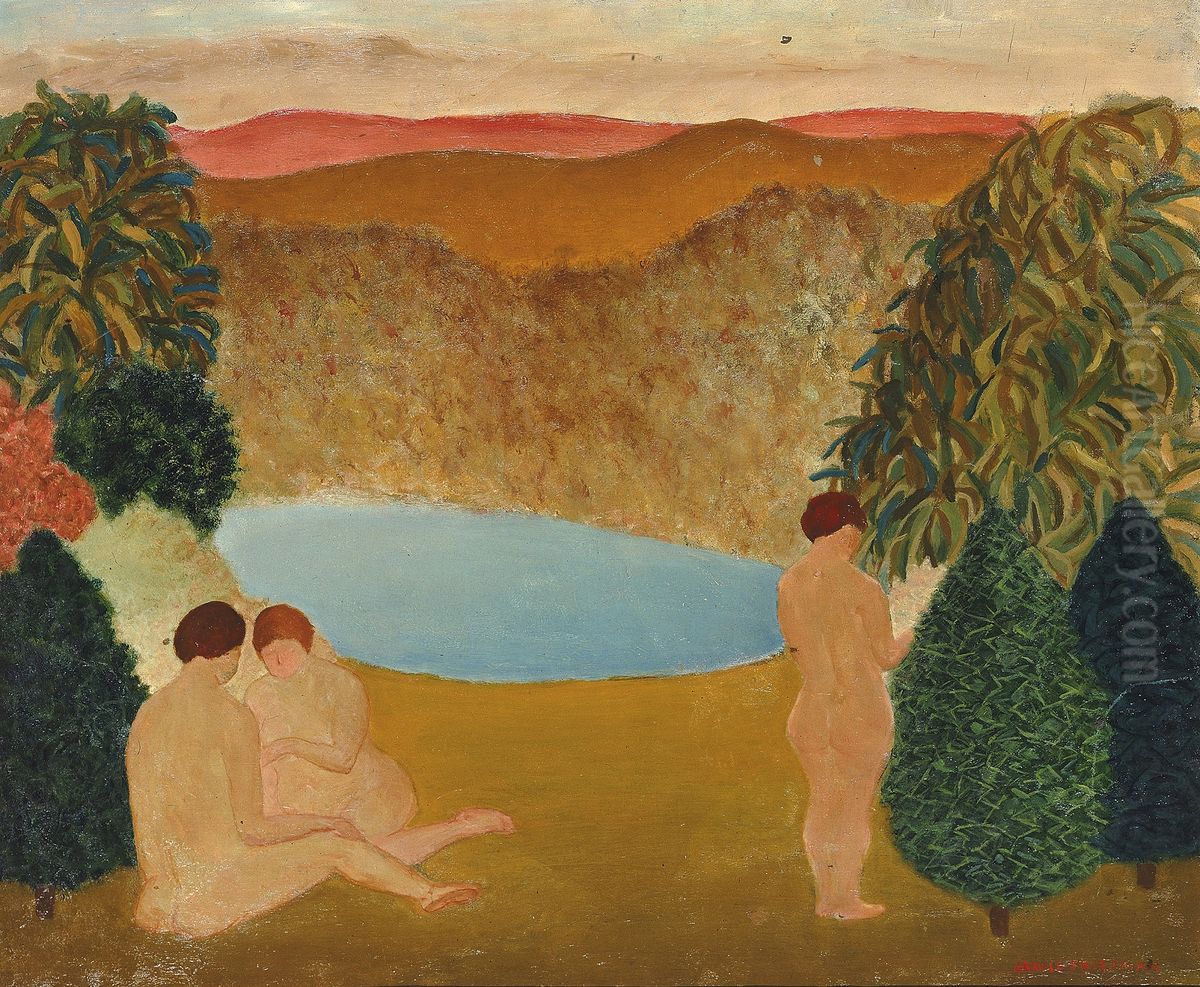 Nudes in Landscape Oil Painting by Arnold Aaron Friedman