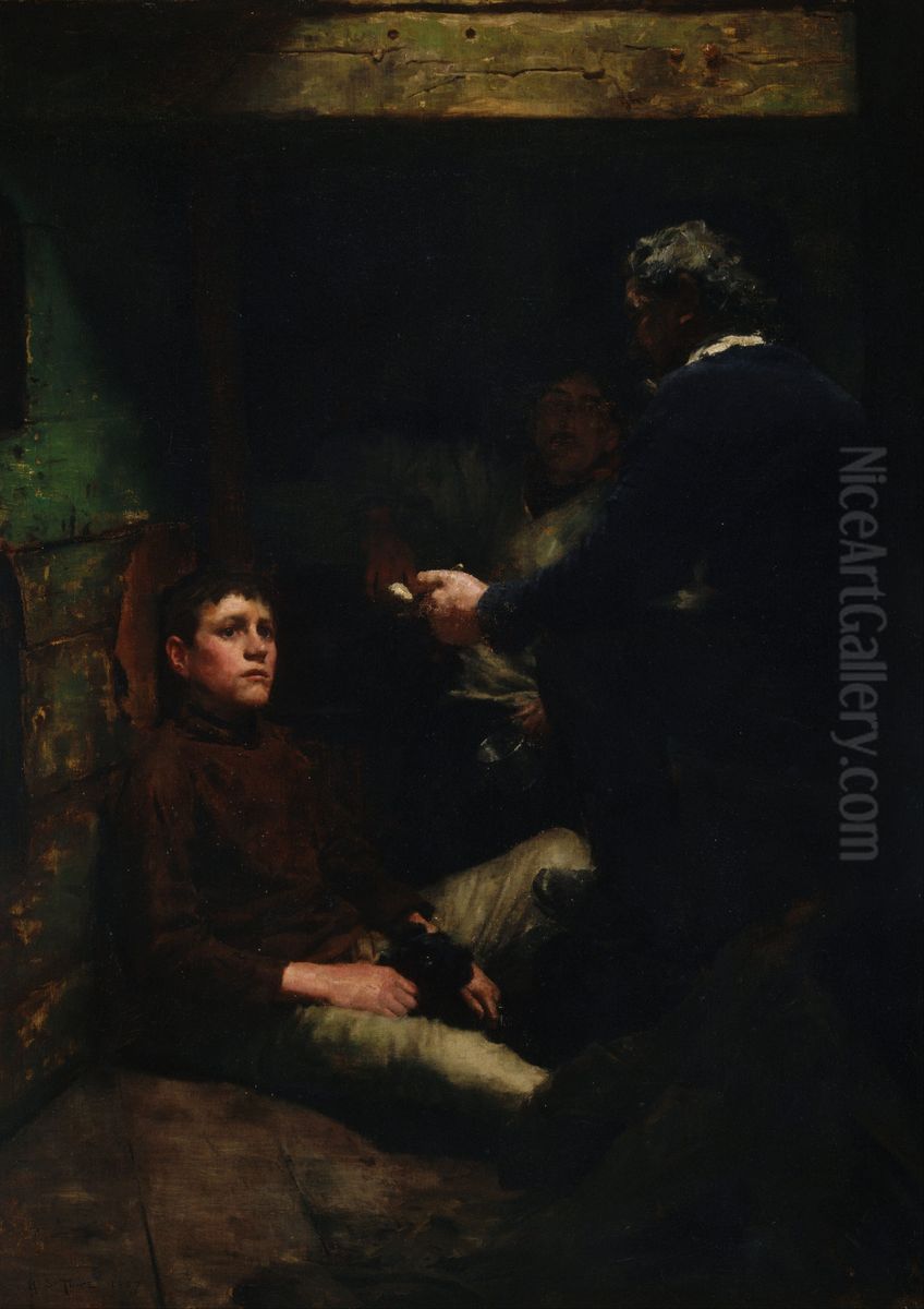 A Sailor's Yarn Oil Painting by Henry Scott Tuke