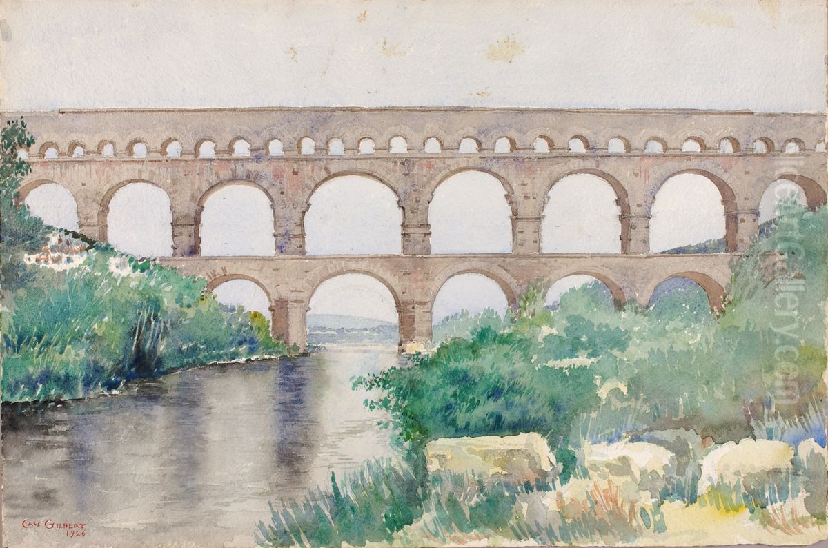 Aqueduct Oil Painting by Cass Gilbert