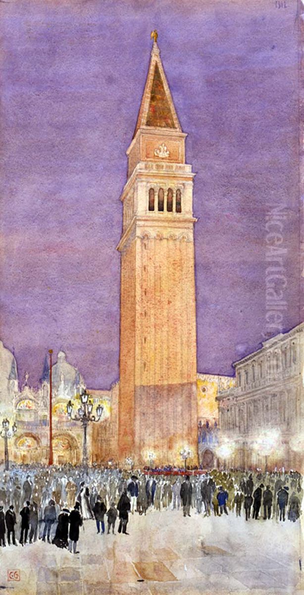 Bell Tower, St. Mark's Square, Venice Oil Painting by Cass Gilbert