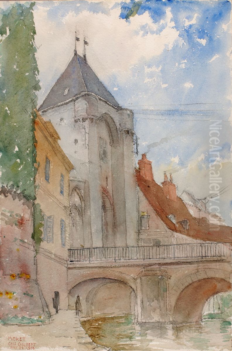 Bridge at Moret, France Oil Painting by Cass Gilbert