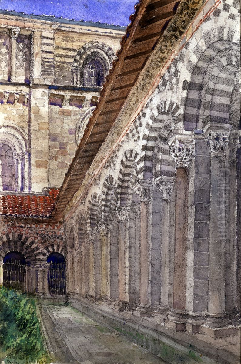 Cathedral Cloister at Le Puy Oil Painting by Cass Gilbert